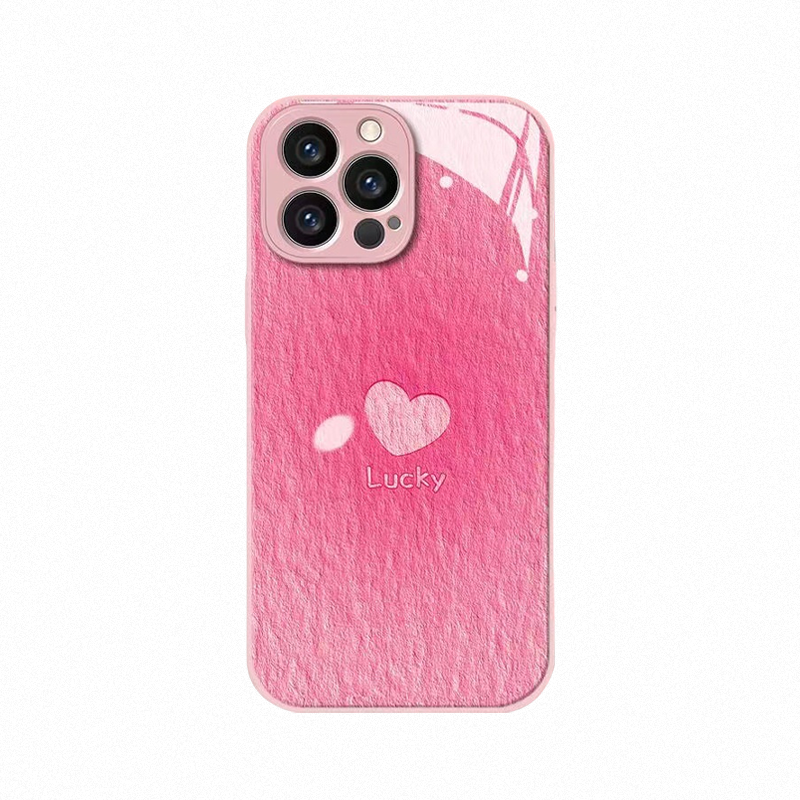 Cute Heart Design, Glossy Glass, Strap iPhone Case